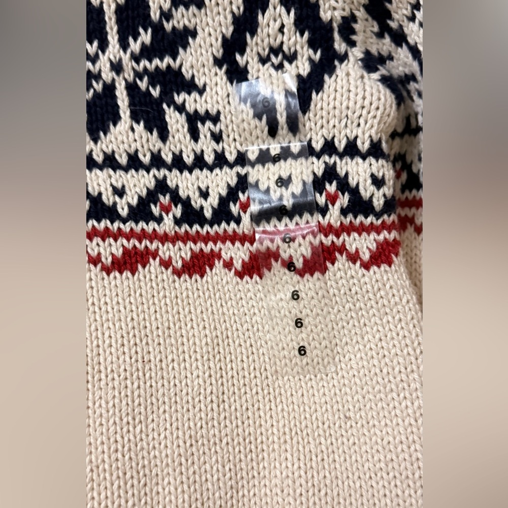 Polo by Ralph Lauren Cream Fair Isle Crewneck with Navy & Red Accents - Picture 5 of 7